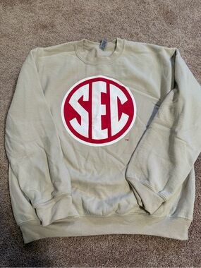 Crewneck Sweatshirt with Red SEC Logo - Beige